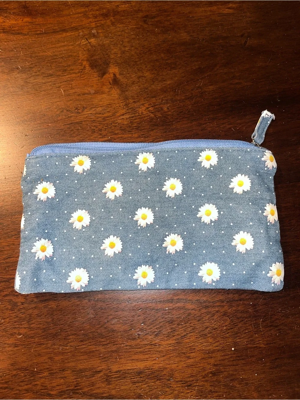 Claire's Blue Daisy Print Zipper Pouch